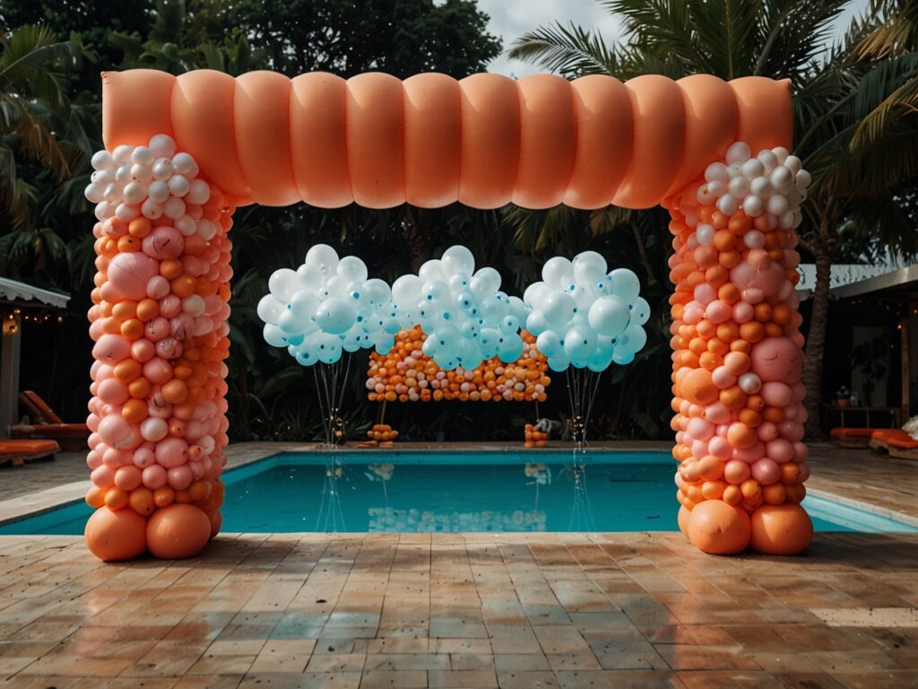 Decoração de Festa de 15 Anos na Piscina