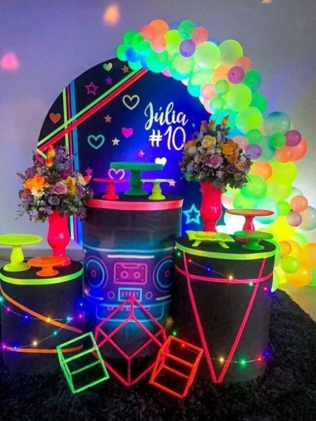 como fazer uma festa Neon simples