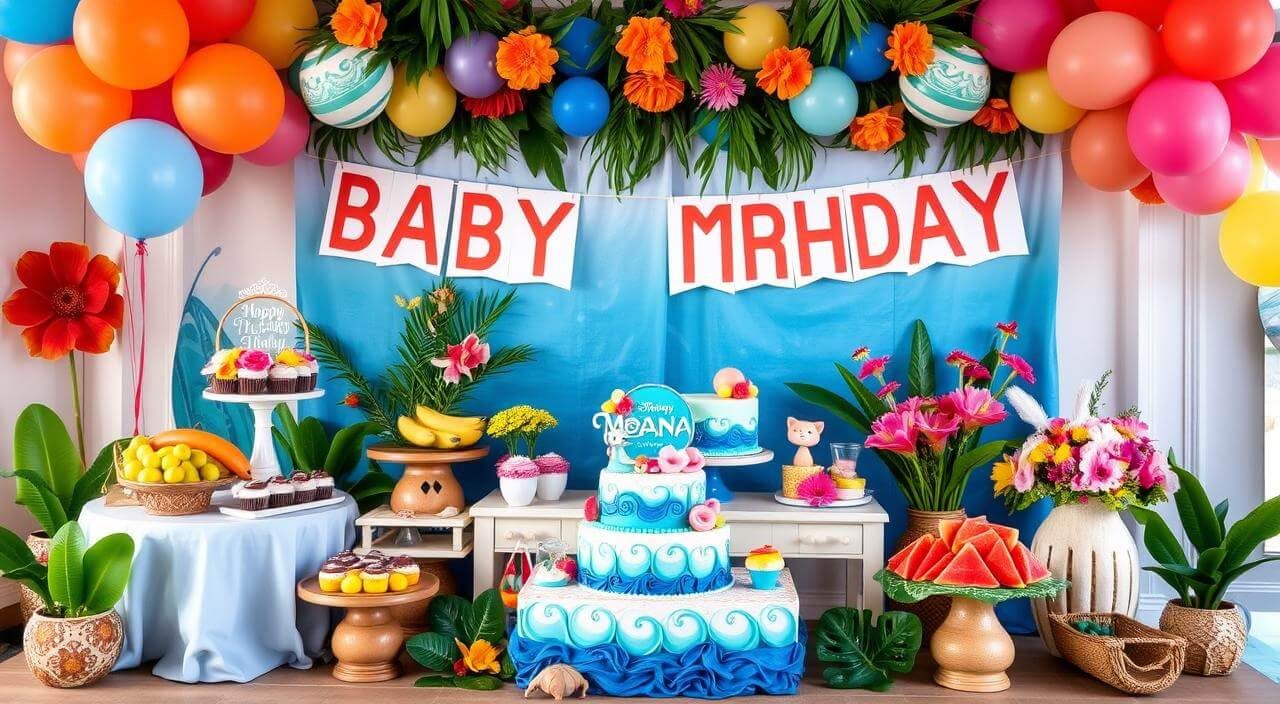 Decoração de Aniversário da Moana Baby
